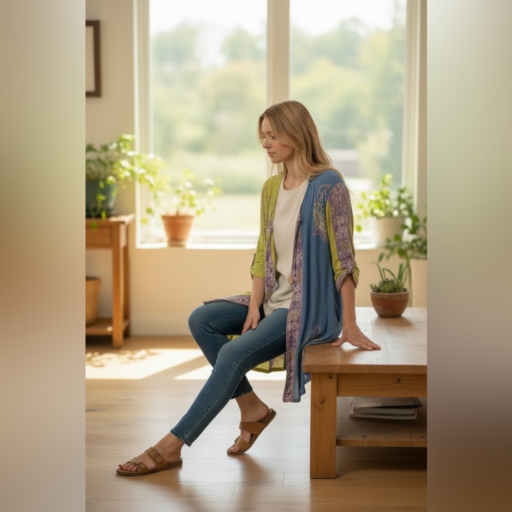 SOFT SURROUNDINGS batik print tunic/kimono, M